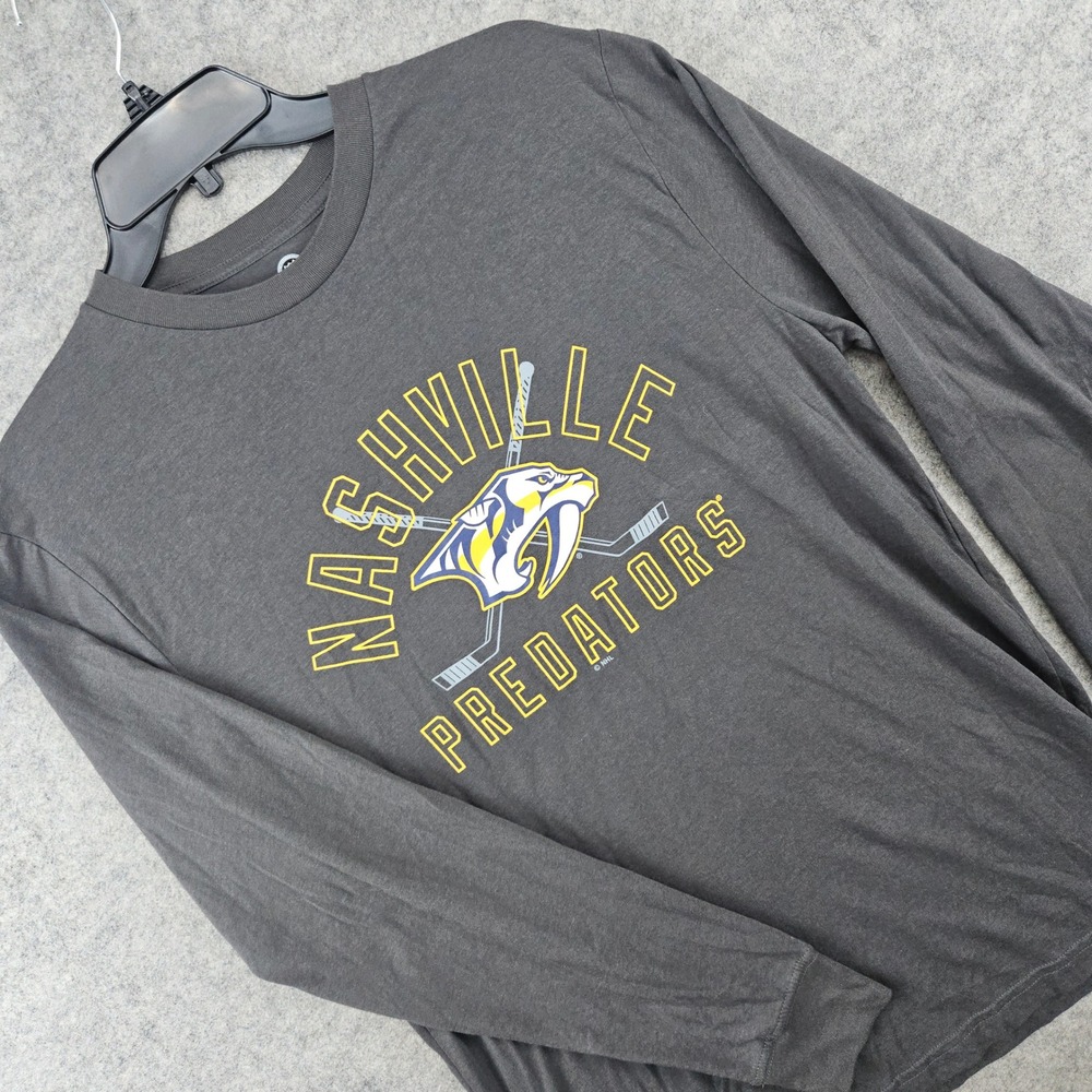 NHL Nashville Predators T-Shirt Men's Medium Gray Long Sleeve Graphic Tee NHL